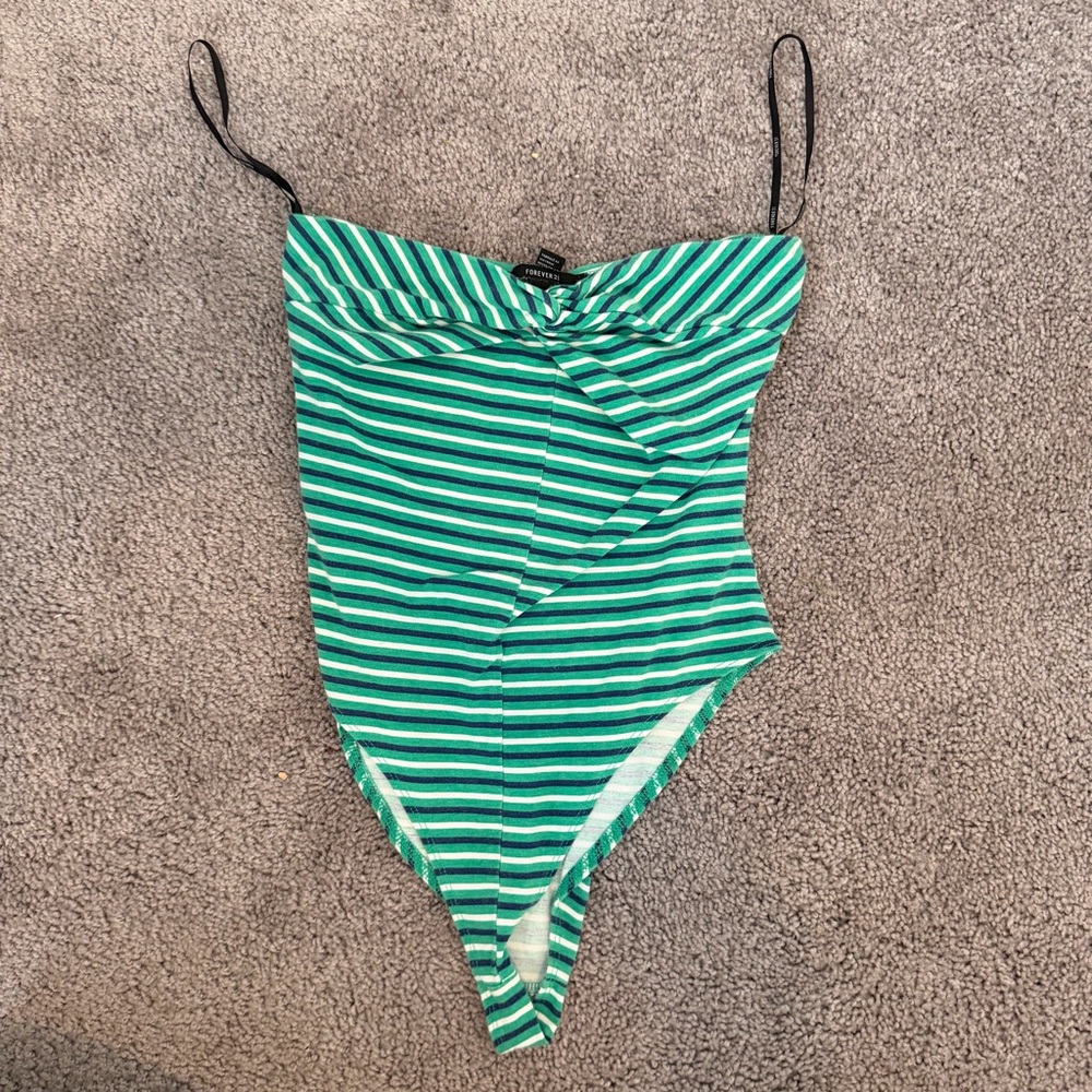 Forever 21 Mint and White Striped Top size medium